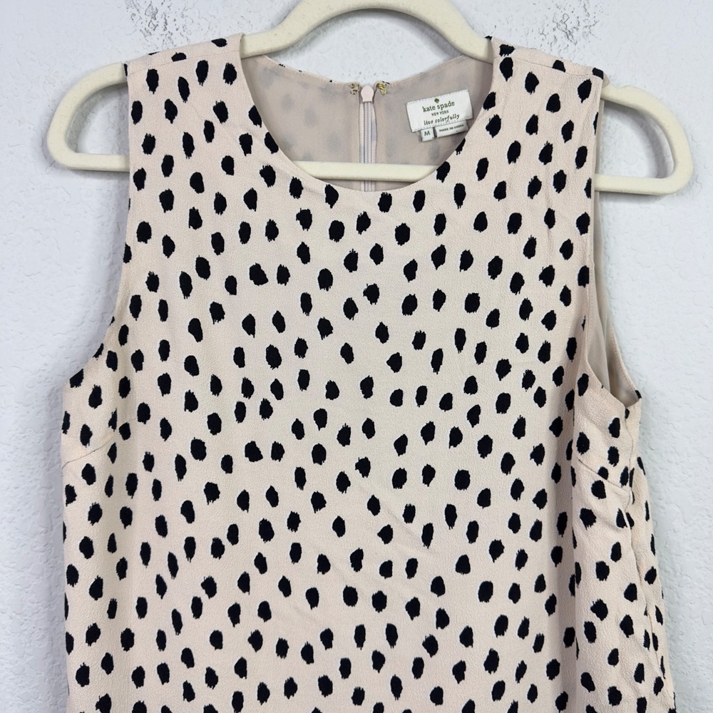 Kate Spade Shirt Womens M Black Beige Polka Dot Abstract Preppy Luxury Office - Picture 3 of 7
